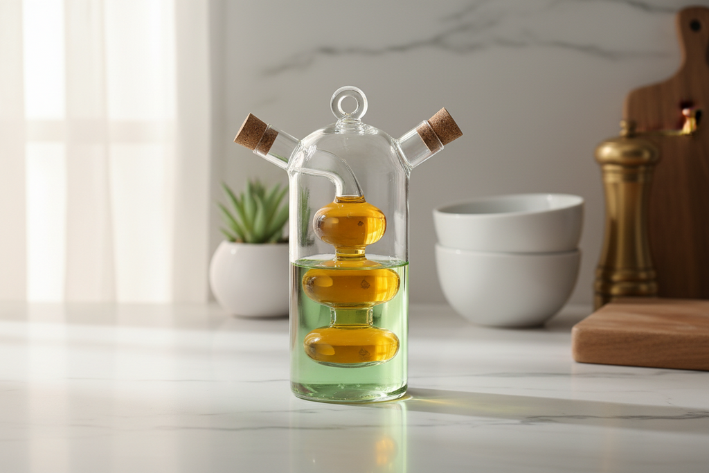 Premium Olive Oil & Vinegar Glass Dispenser – Transparent | Beirut Kitchen Essential Martika